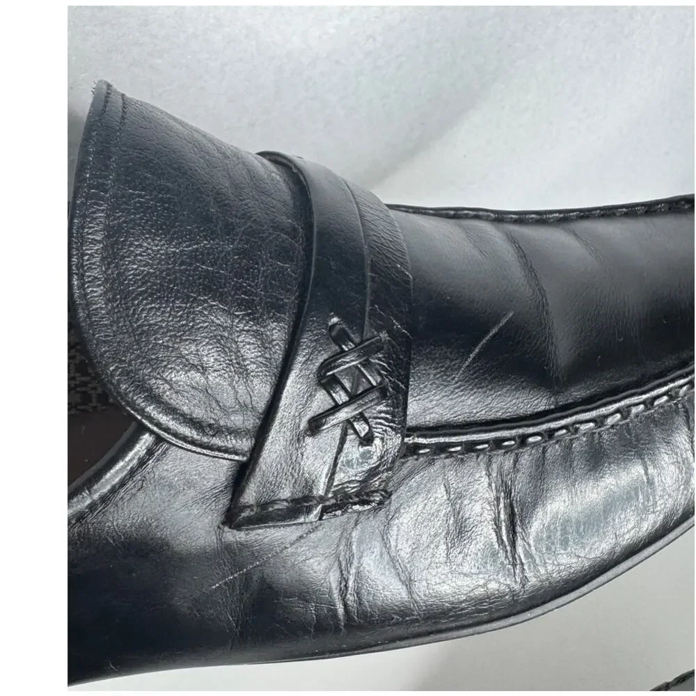 1990s Donato Marrone Black Leather Penny Loafers Brazil Men’s 10.5 M